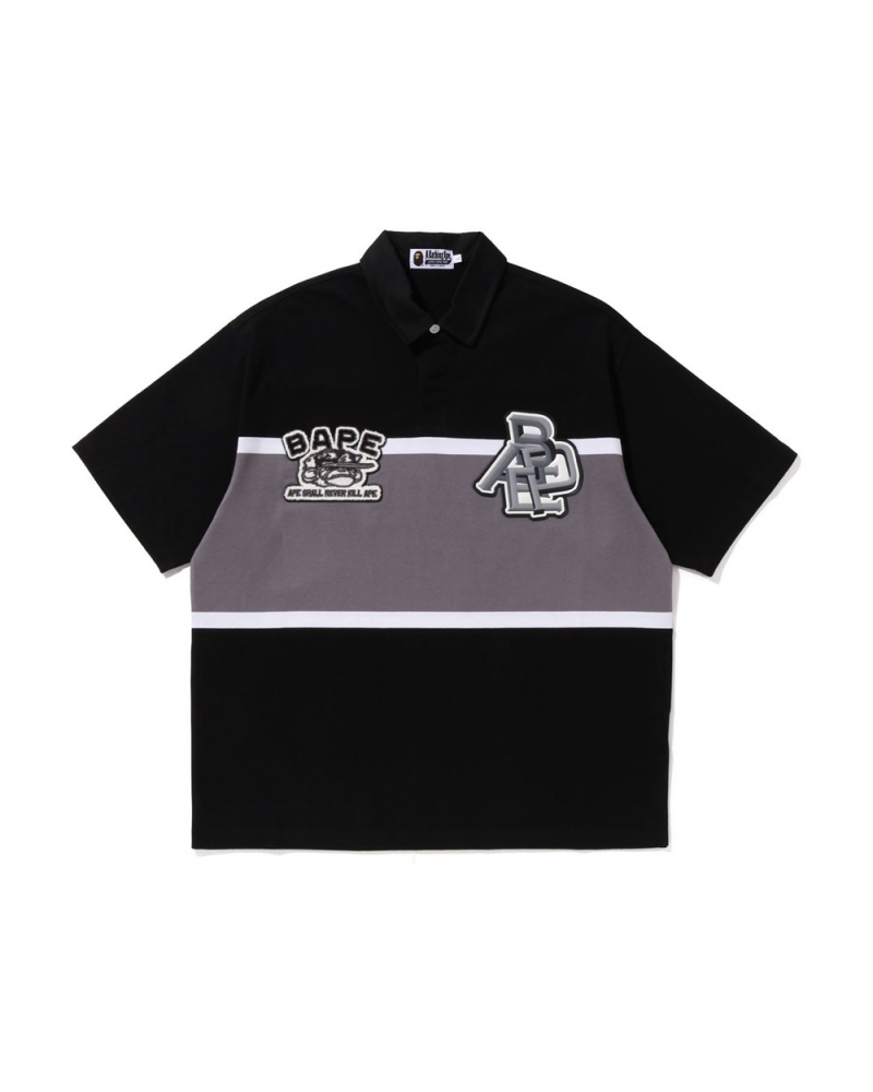 T Shirts Bape Blocking Oversized Rugby Polo Noir Homme | GSA-30266922